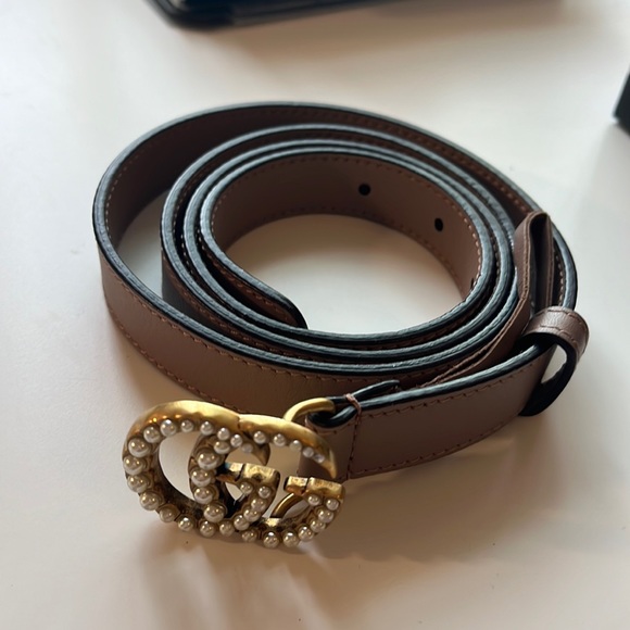 Gucci Accessories - Nude pearl Gucci belt